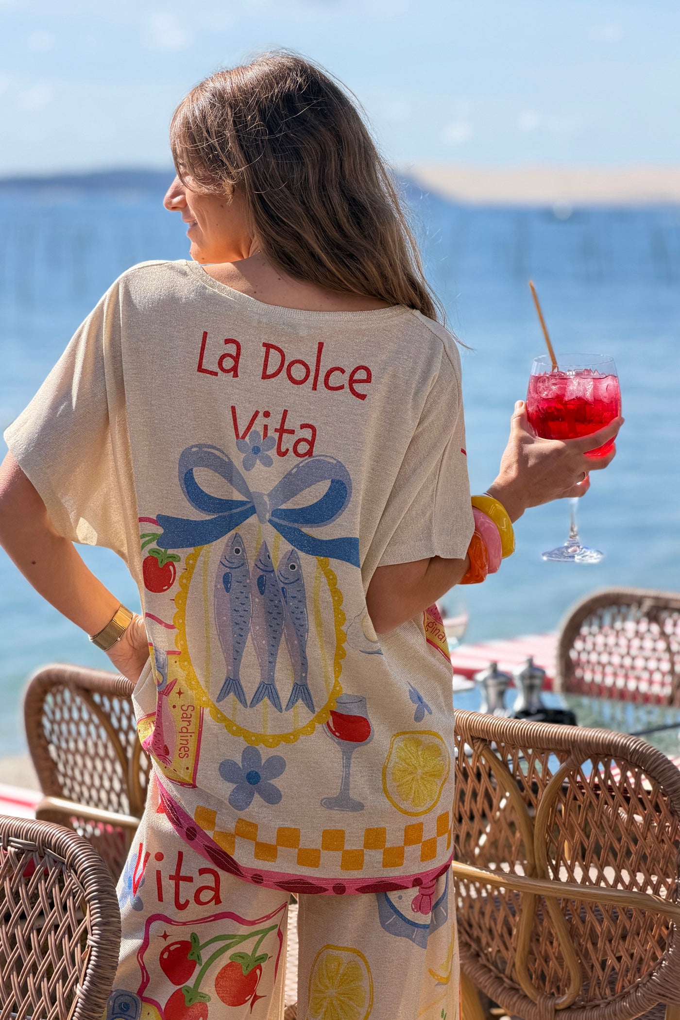 Cream “La Dolce Vita” Feast Glitter Knit Blouse