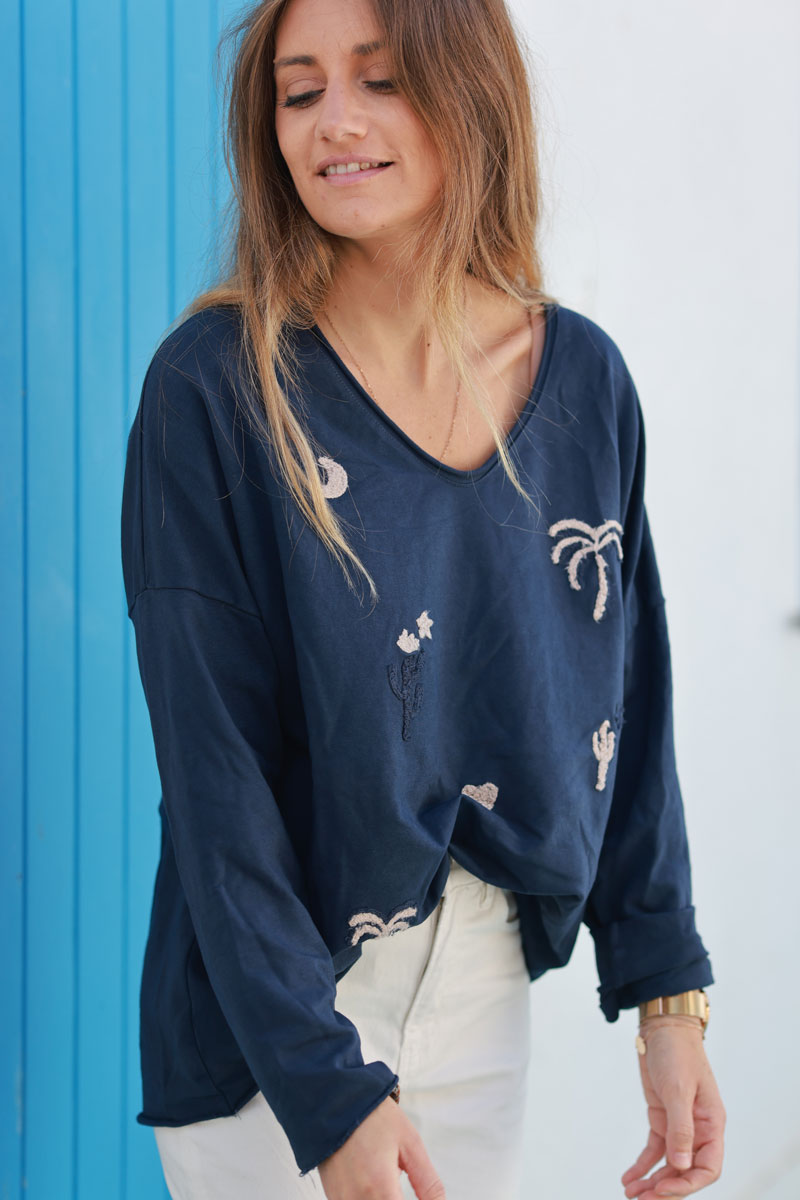 Navy blue Desert Nights Long-Sleeve Tee