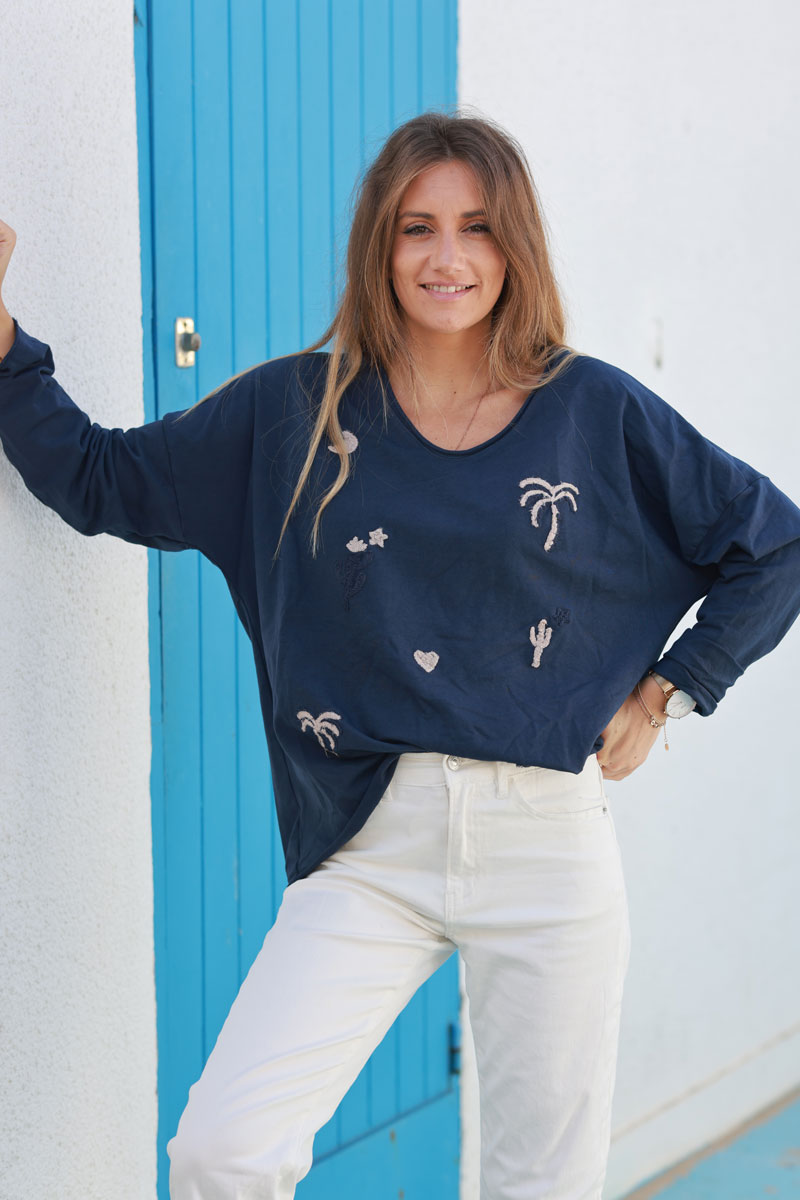 Navy blue Desert Nights Long-Sleeve Tee