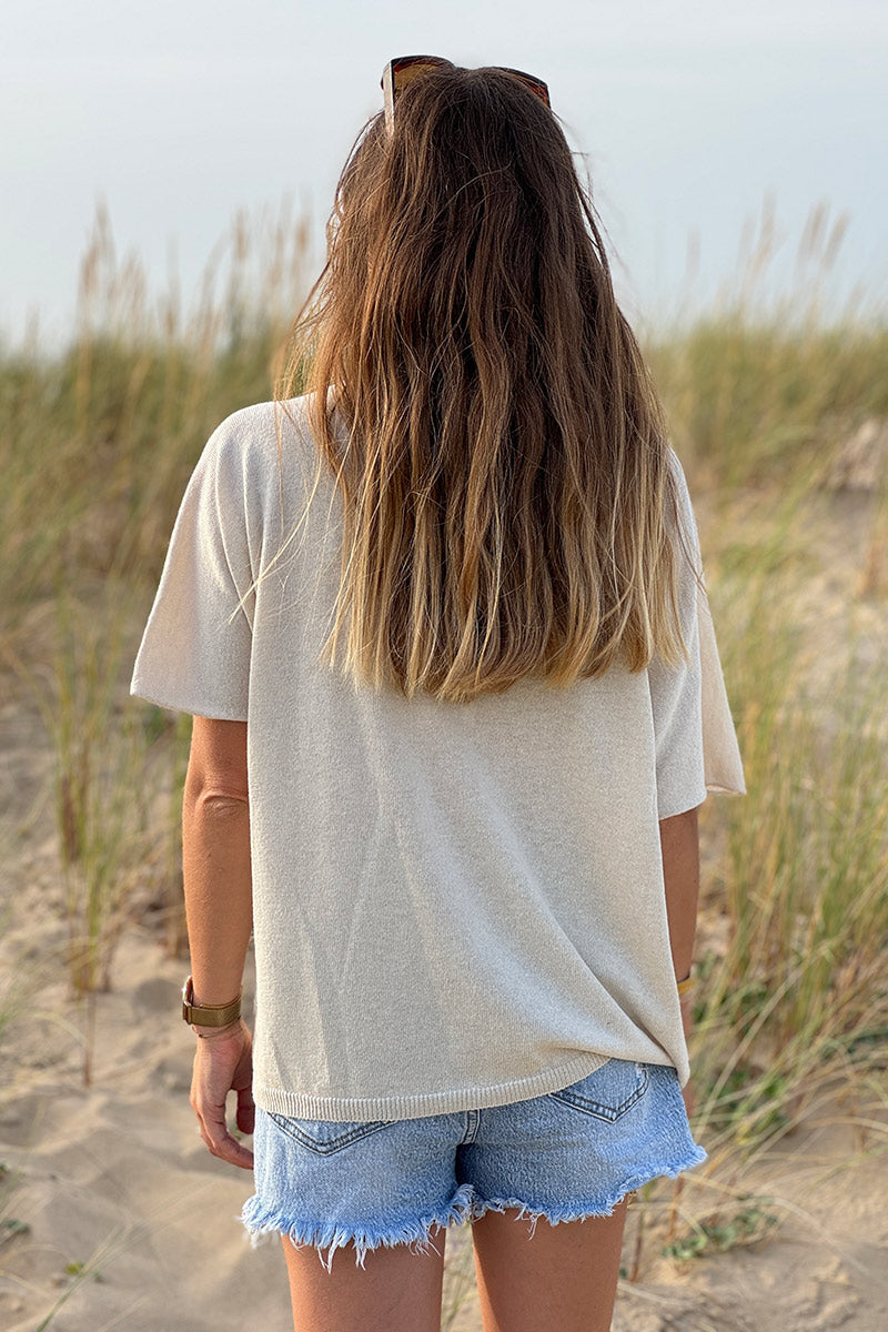 Coral Palm Intarsia Knit Top