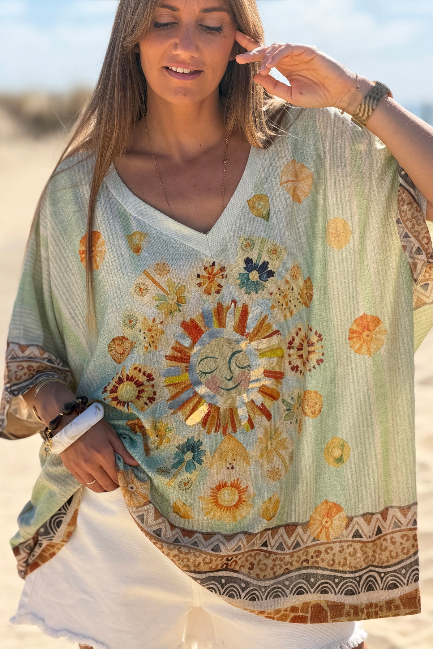 Sage Sunshine Frida Glitter Knit Tunic
