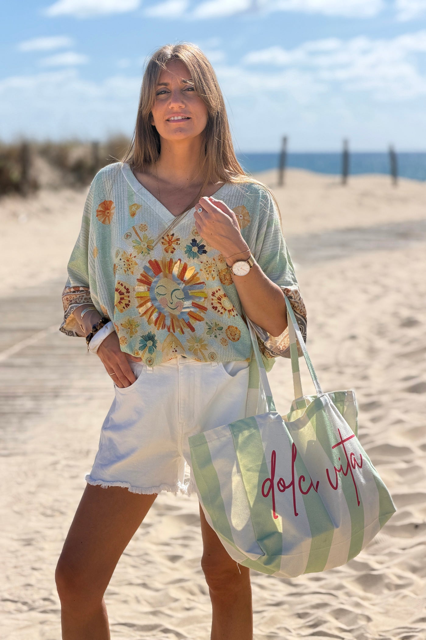 Sage Sunshine Frida Glitter Knit Tunic
