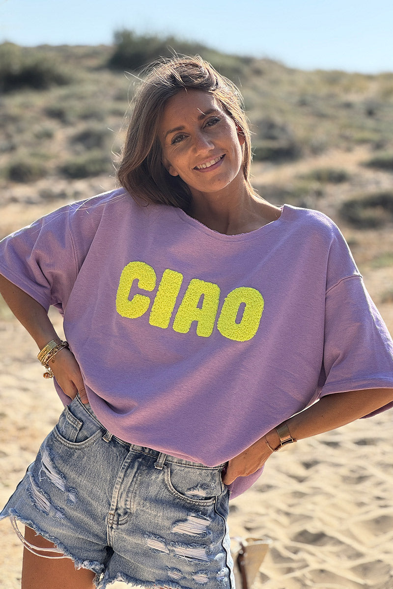 Purple “CIAO” Lightweight Slouchy Dolman Tshirt