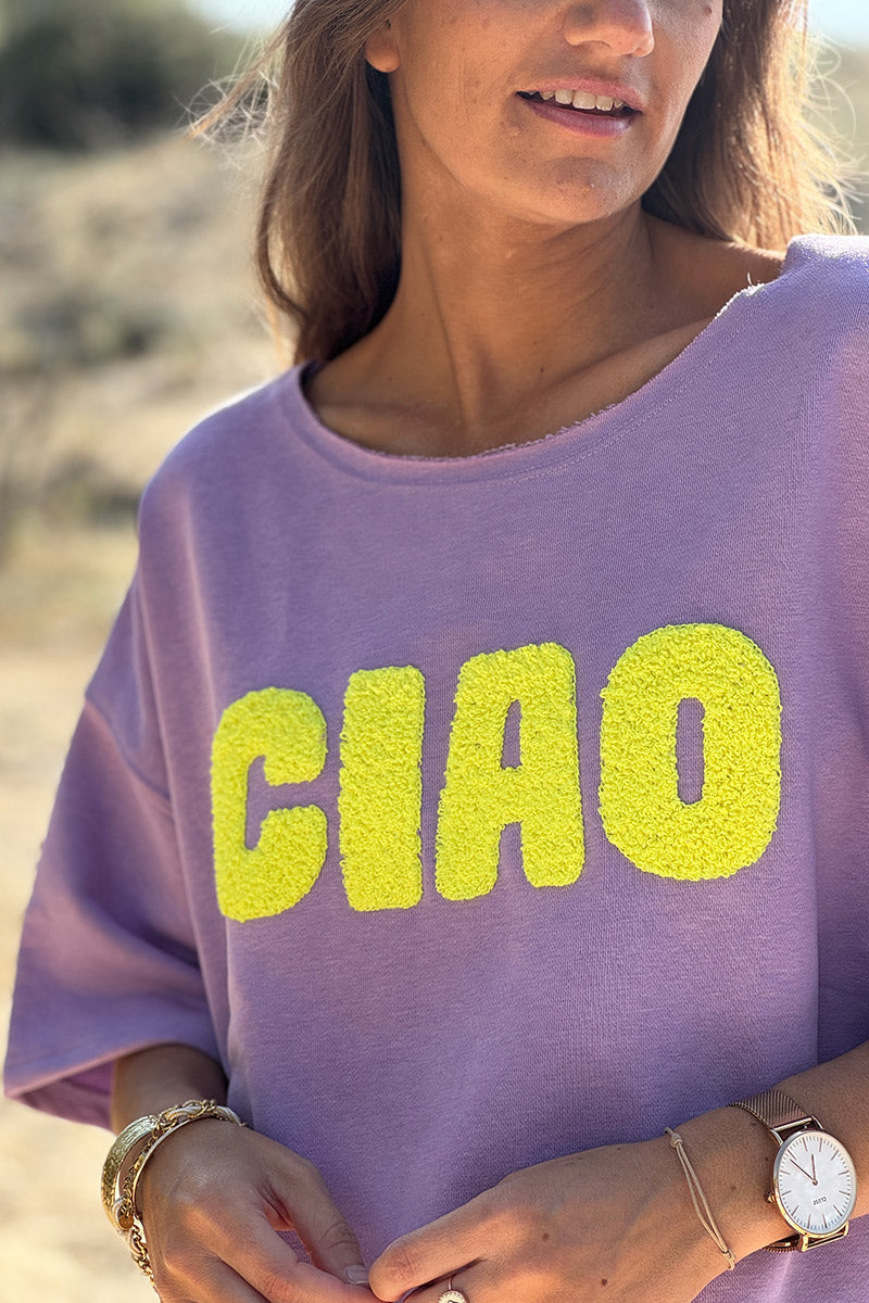 Purple “CIAO” Lightweight Slouchy Dolman Tshirt