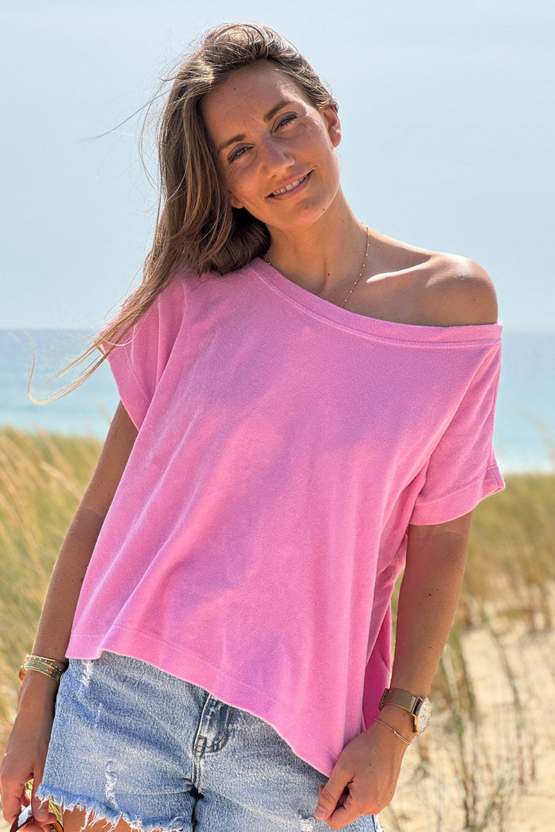 Top loose rose pâle en éponge souple