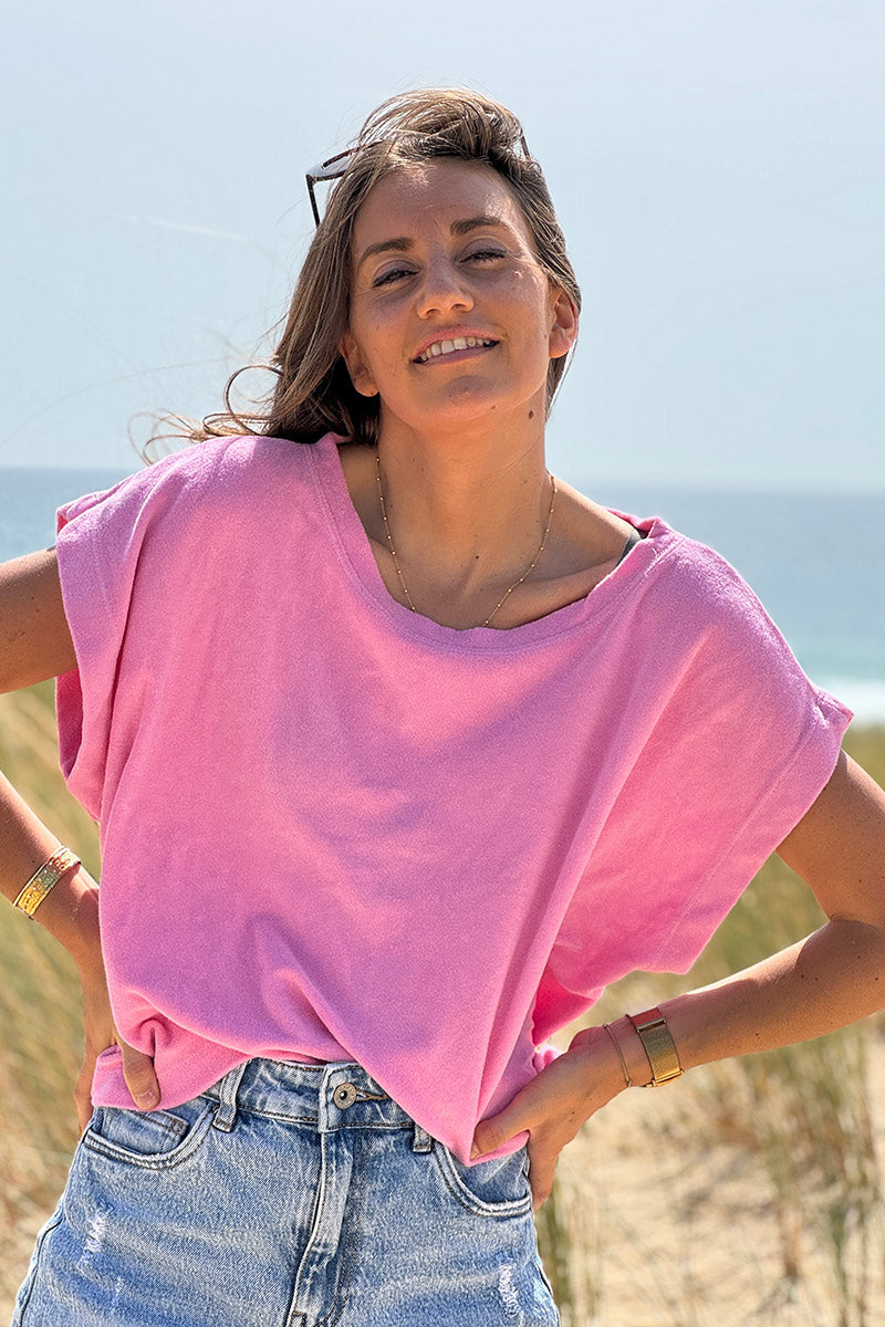 Bubblegum Pink Terry Cloth Tee