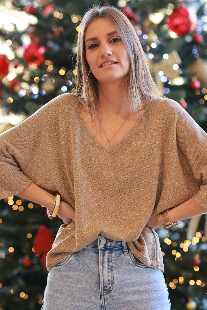 Gold Knit Batwing Sweater