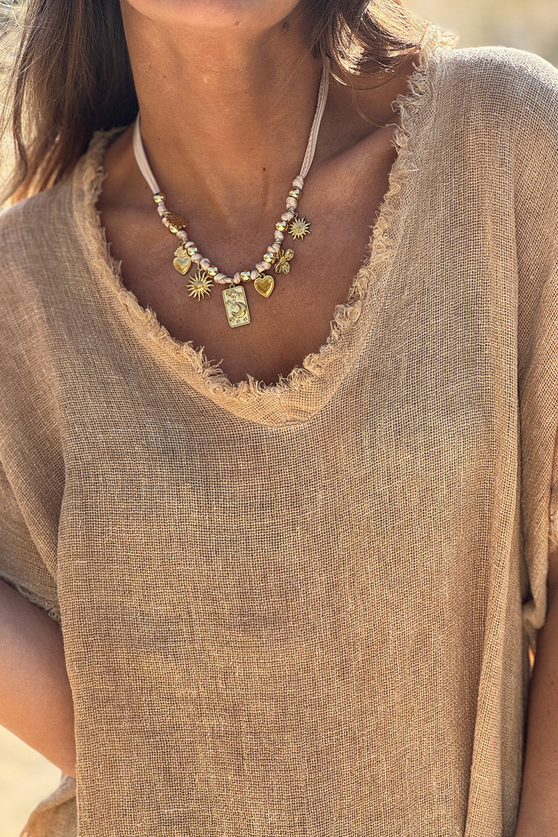 Brown Raw Edge Linen Shirt