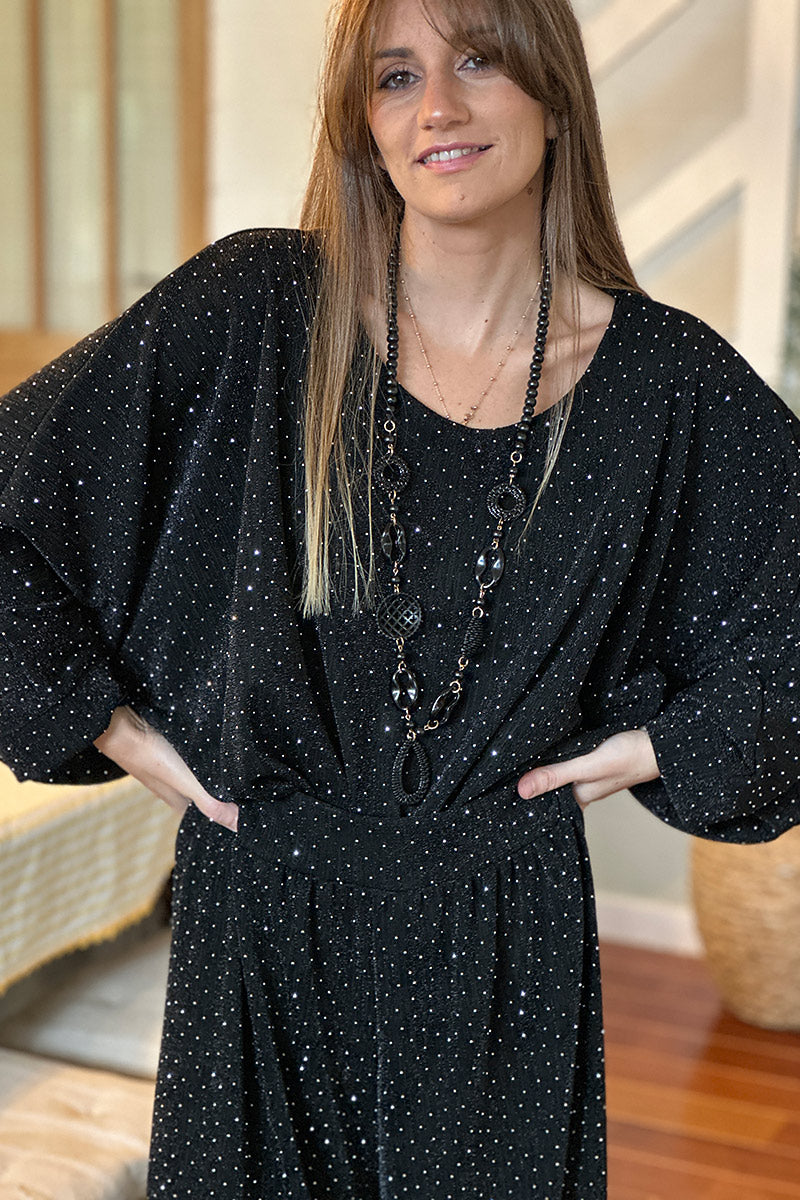 Black Sparkle Knit Blouse