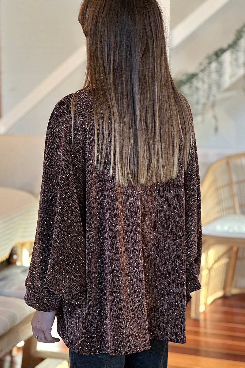 Bronze Sparkle Knit Blouse