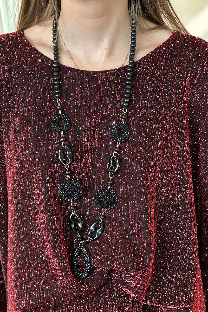 Burgundy Sparkle Knit Blouse