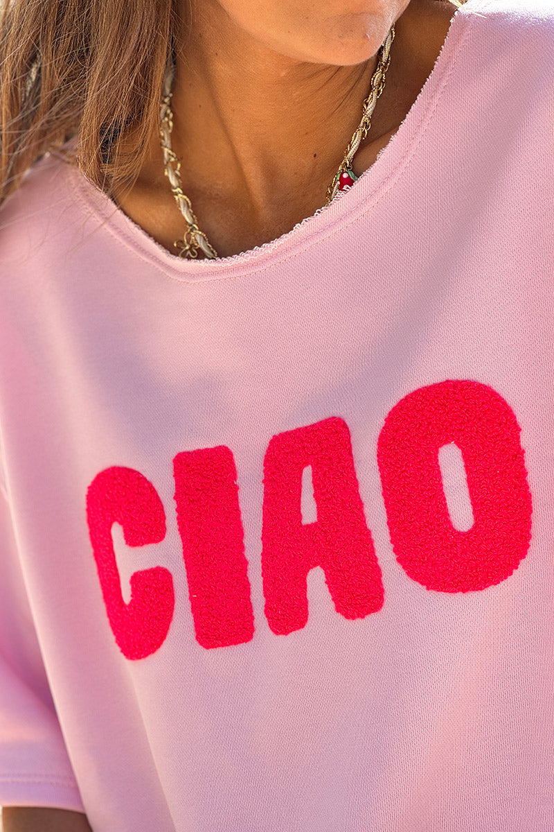 Pink “CIAO” Lightweight Slouchy Dolman Tshirt