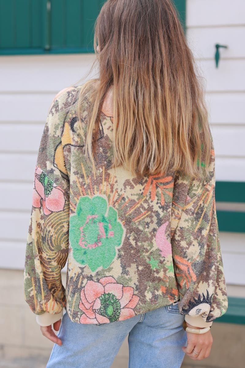 Camo Pixel Multi-Print Velour Sweater