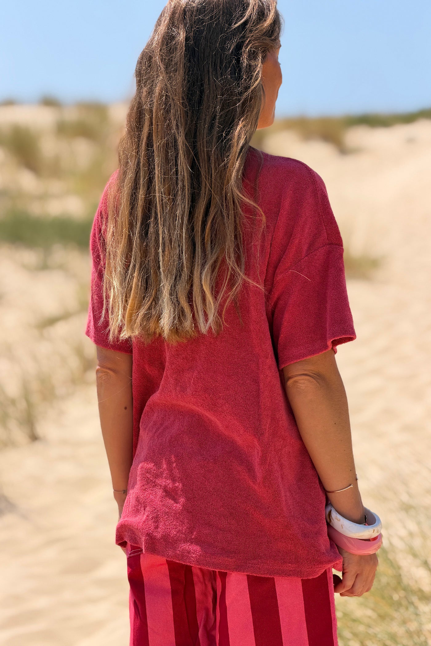 Pink Raspberry  “Out of Office” Terry Swim Cover
