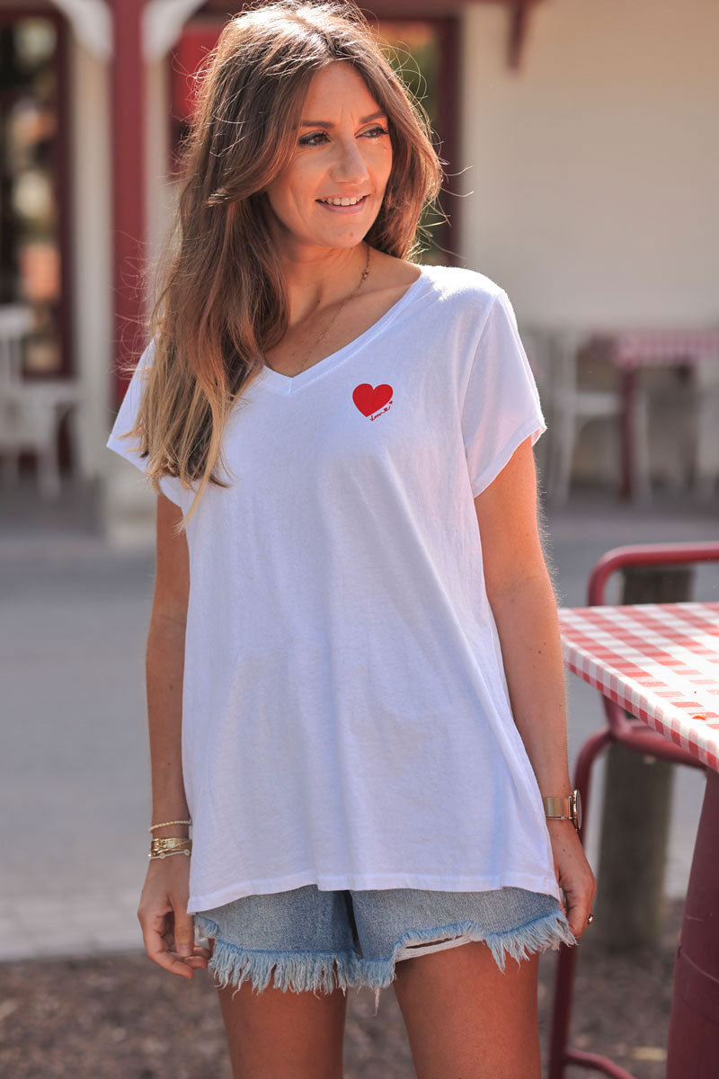 Red “Love” Slouchy V-Neck Tshirt
