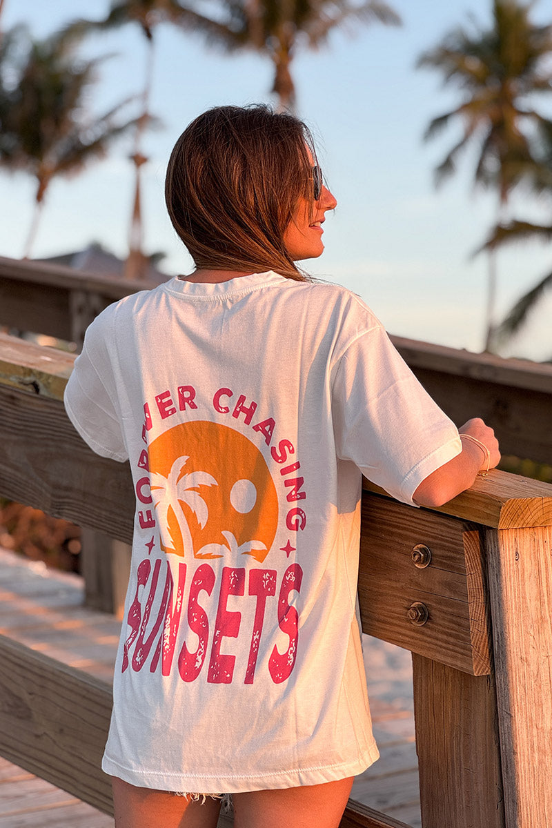 White Forever Chasing Sunsets Tee