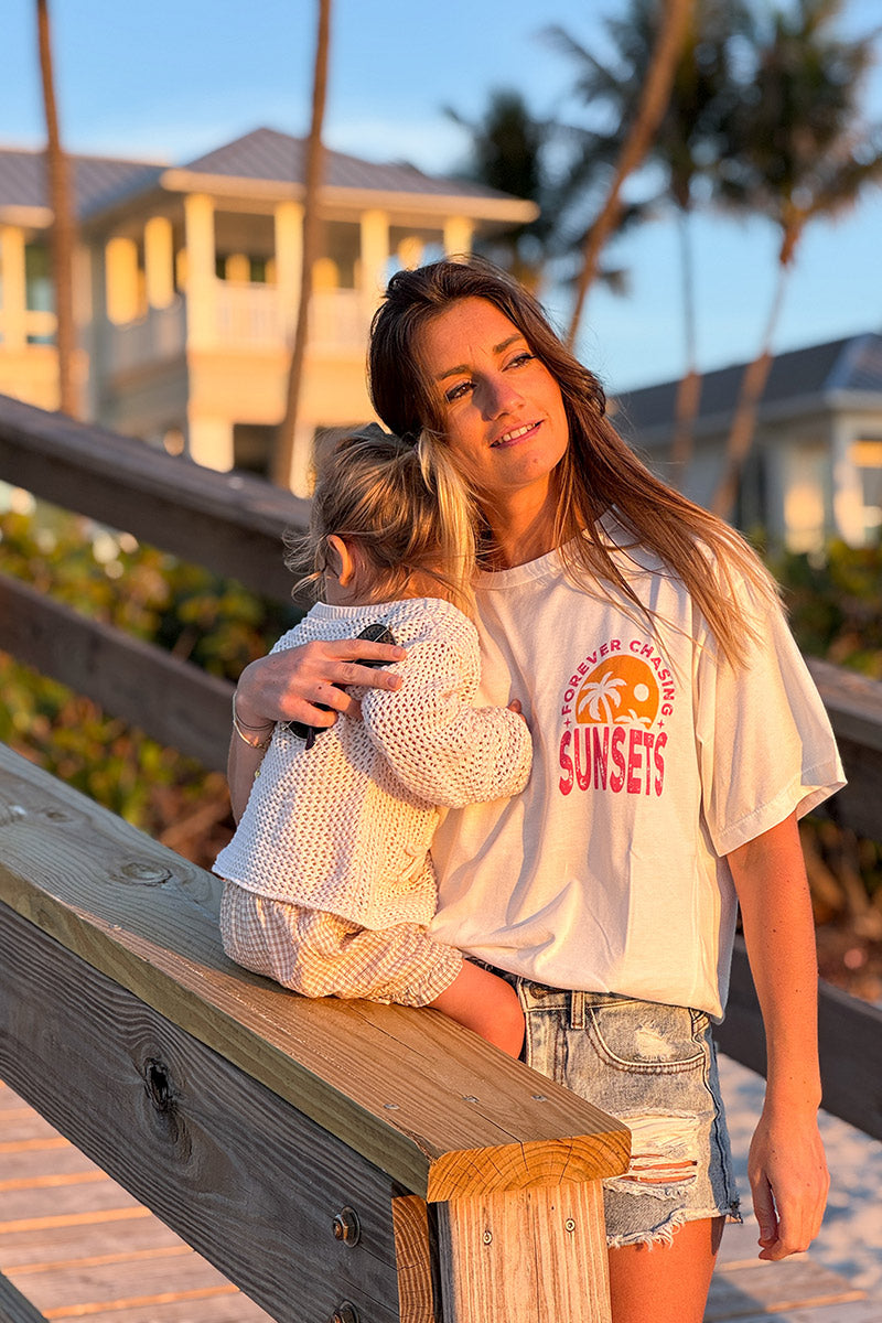 White Forever Chasing Sunsets Tee