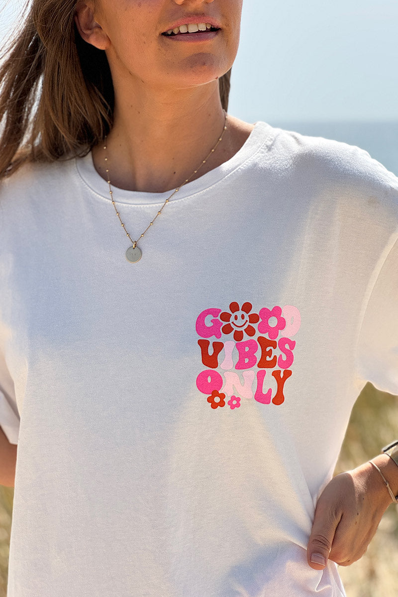 White “Good Vibes Only” Tee