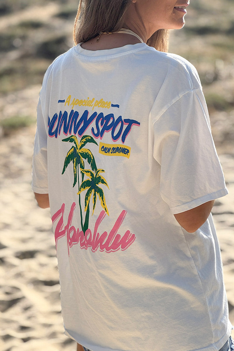 White Honolulu Screen Print Tshirt
