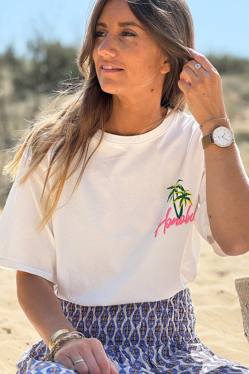 White Honolulu Screen Print Tshirt