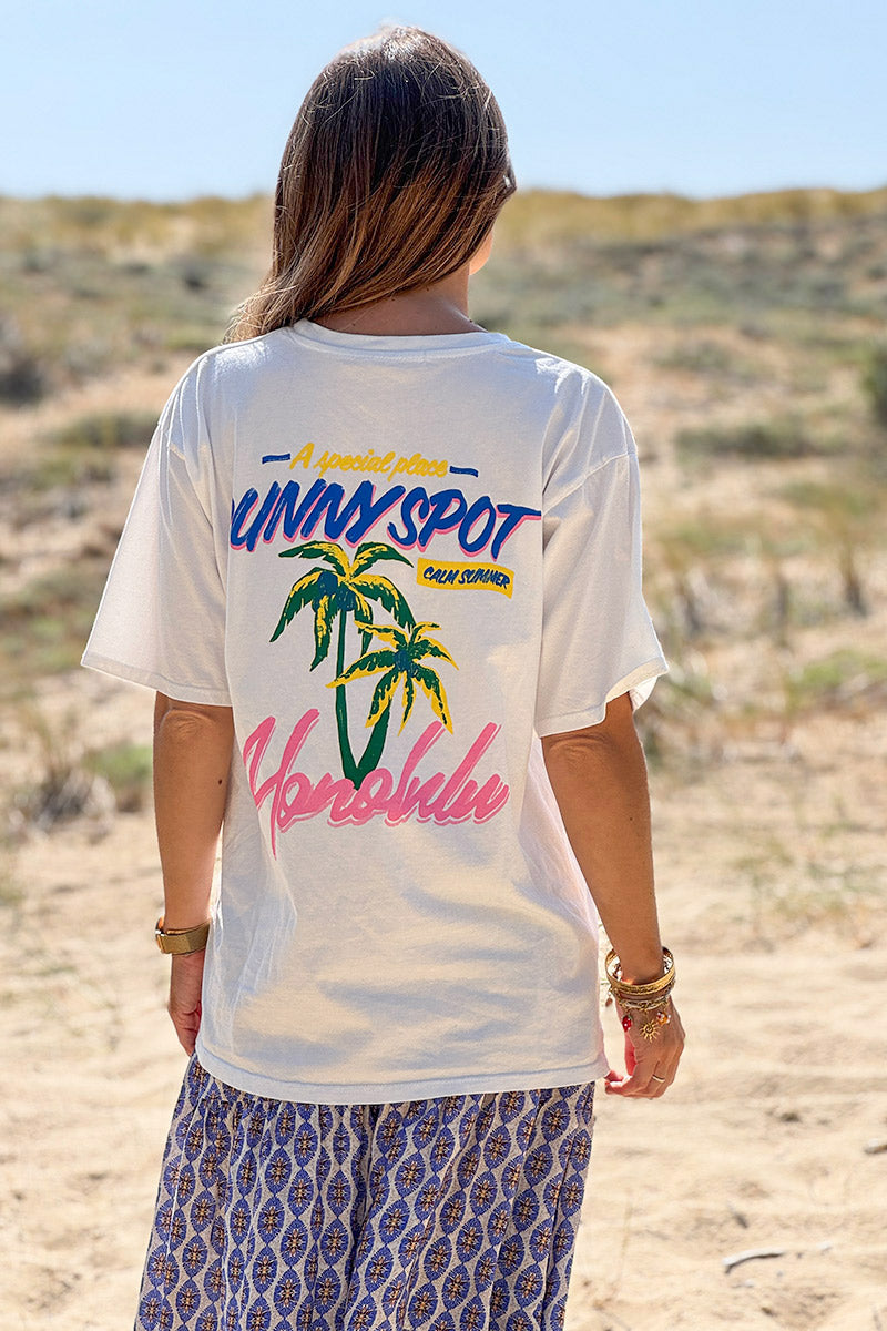 White Honolulu Screen Print Tshirt
