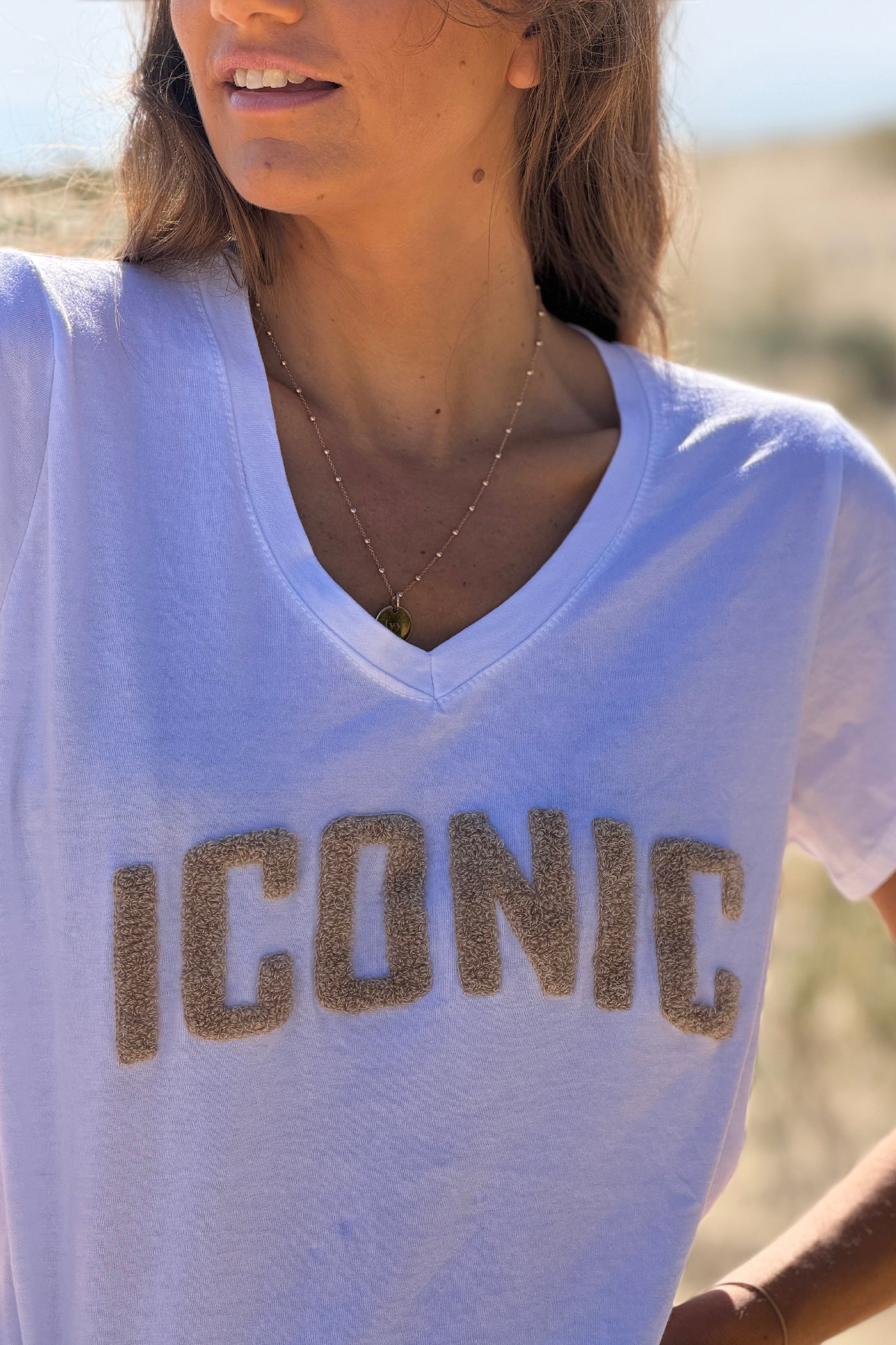 Beige ICONIC Varsity Tee