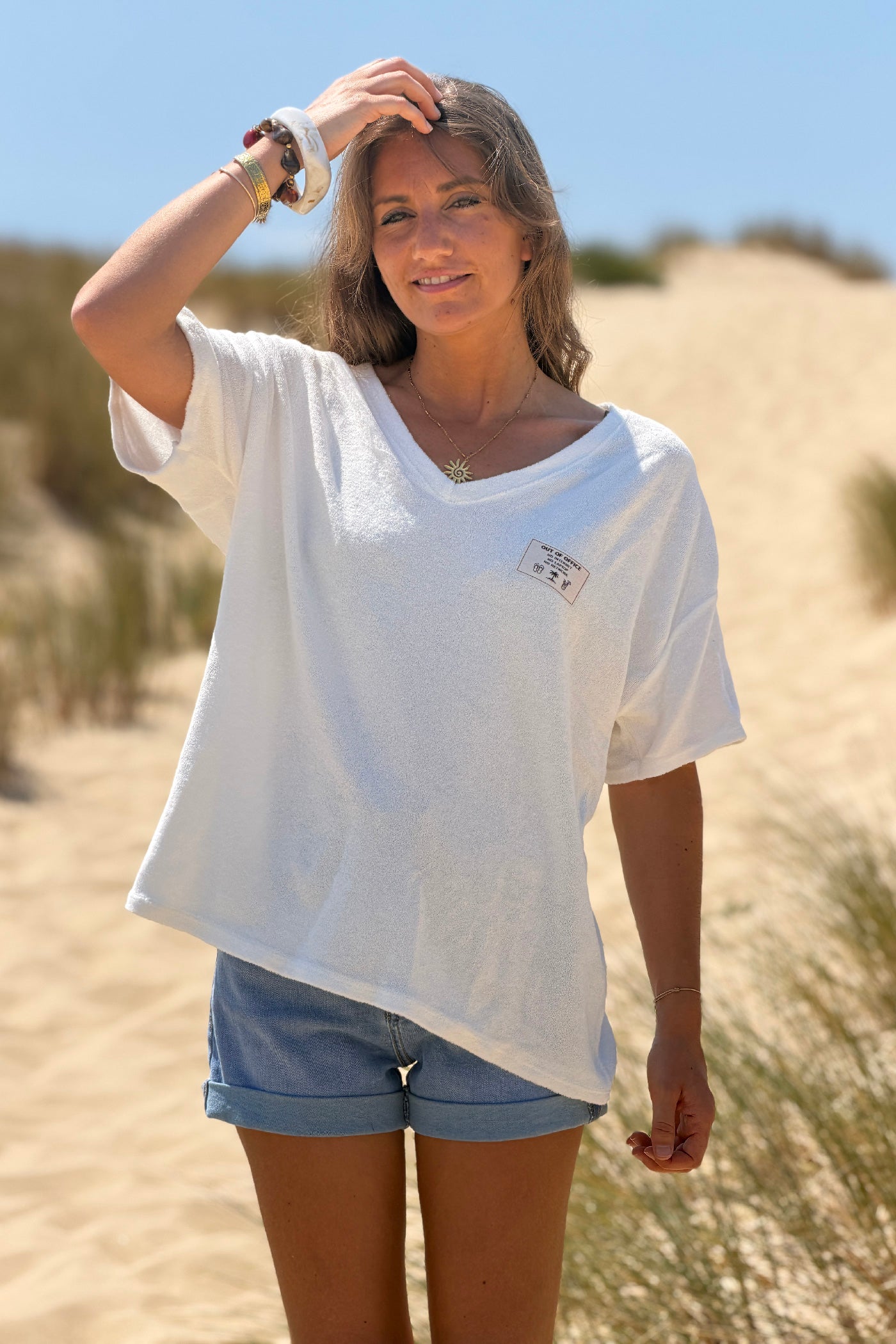 White “Out of Office” Terry Swim Cover