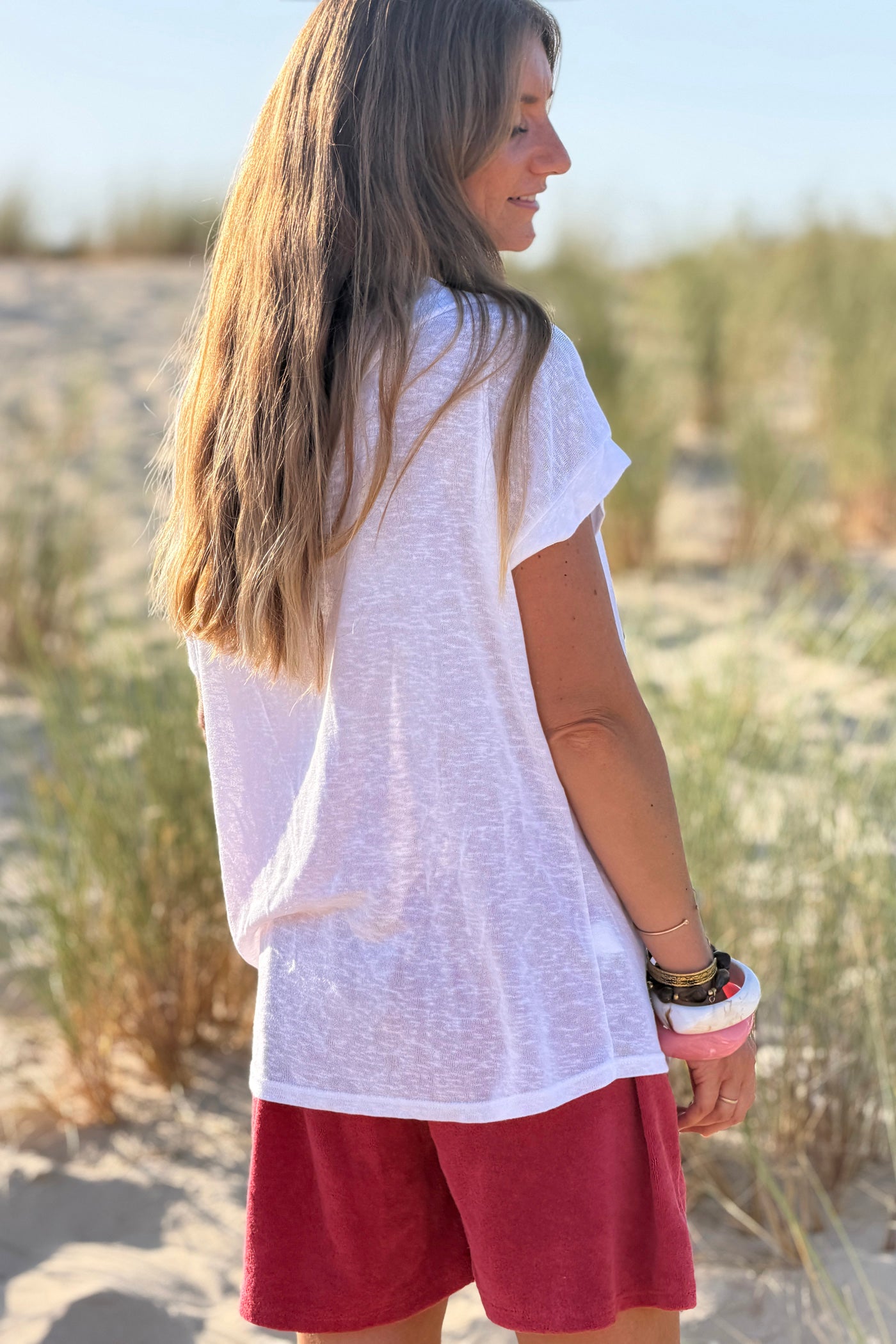 White “La Dolce Vita” Lovely Lemons V-Neck Tee
