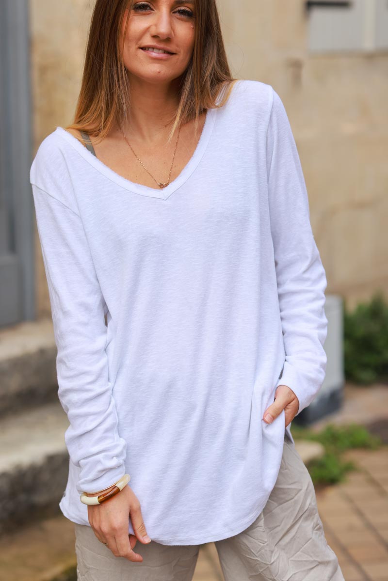 White Luxe Long-Sleeve Tee