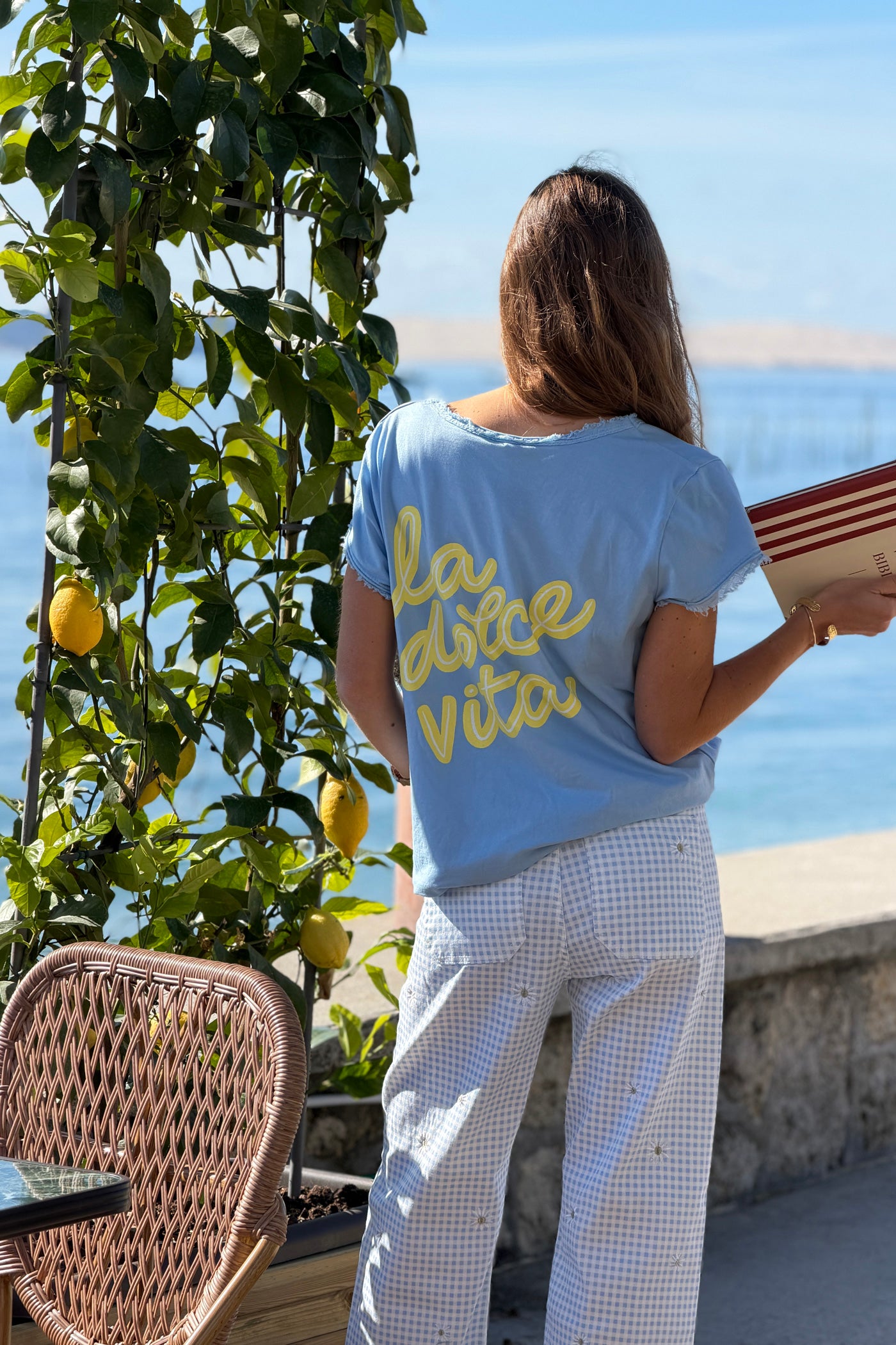 Tshirt bleu Dolce Vita finitions franges