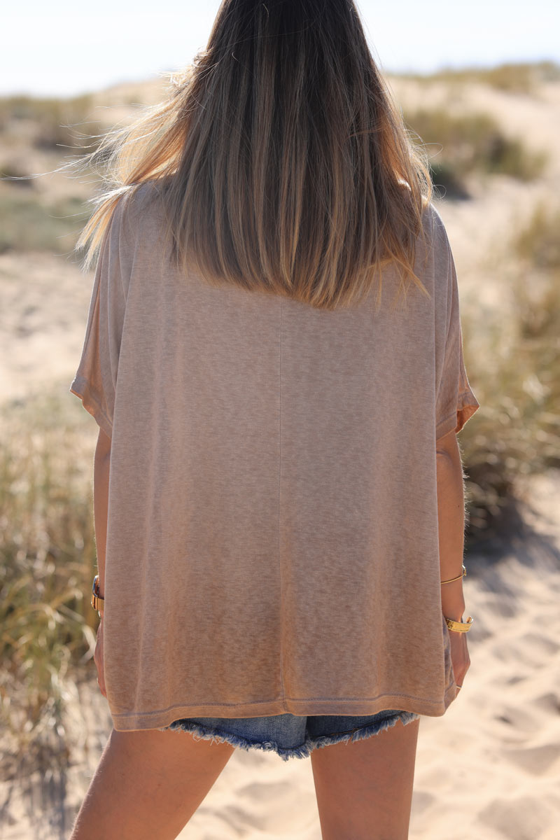 Camel relaxed fit batwing super soft t-shirt