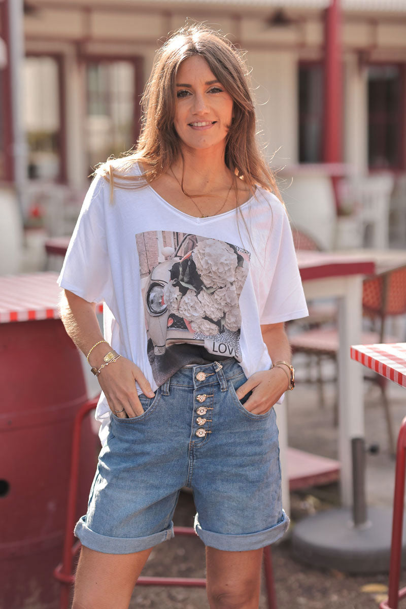 Beige Hydrangea Explosion Slouchy Tee
