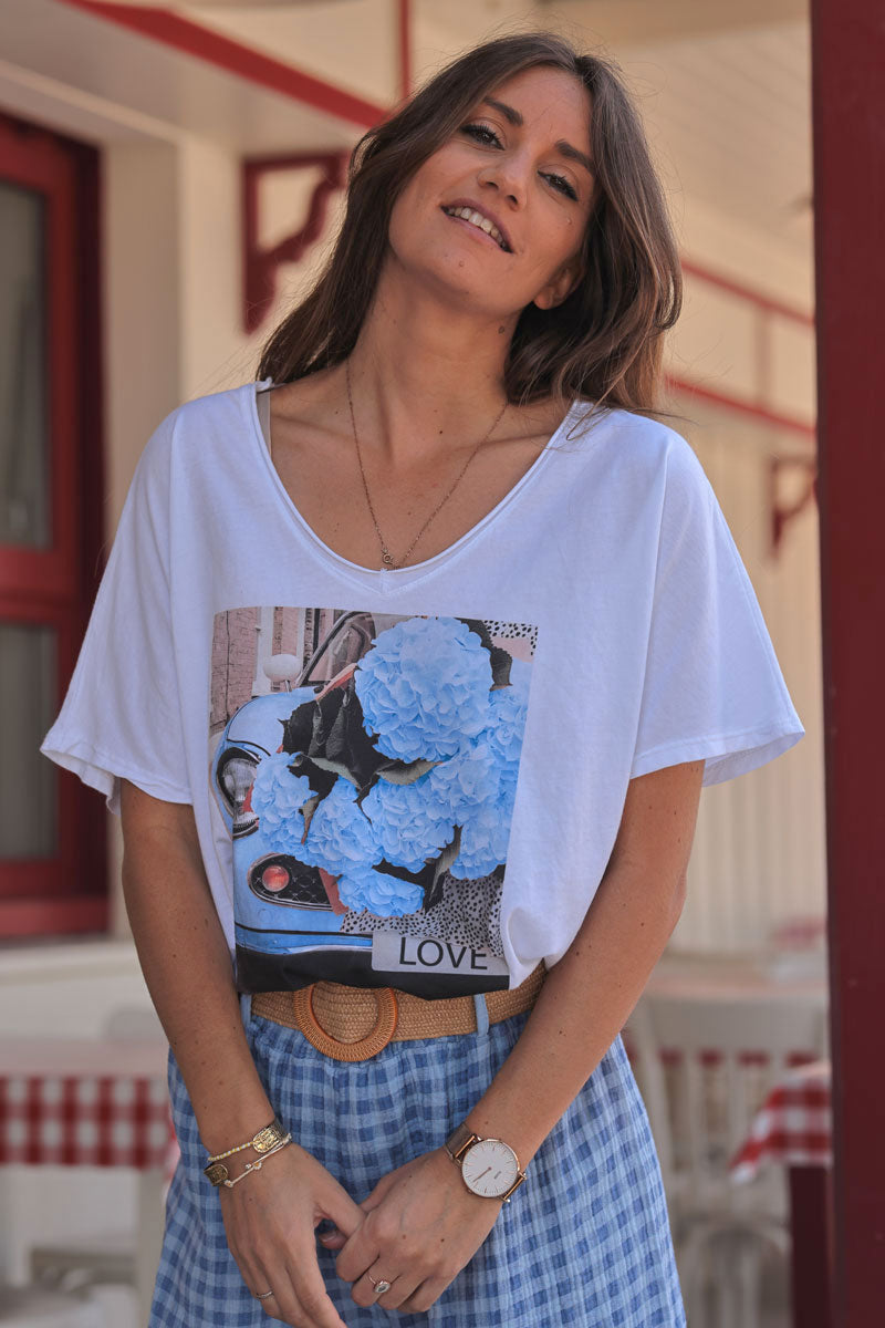 Blue Hydrangea Explosion Slouchy Tshirt