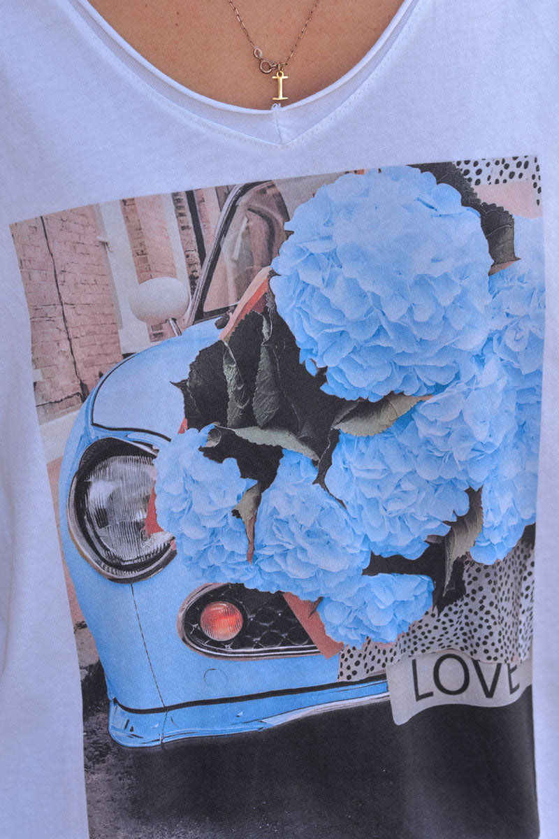 Blue Hydrangea Explosion Slouchy Tshirt