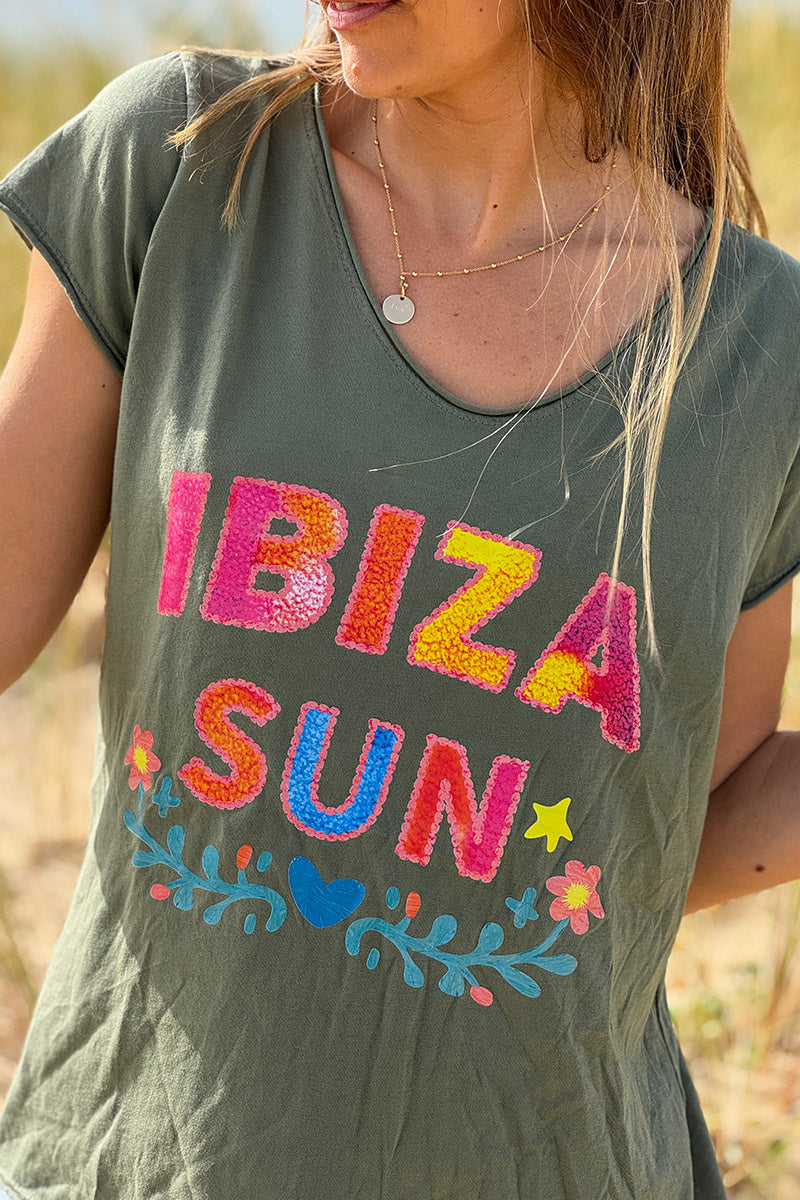 Olive Ibiza Sun V-Neck Tee