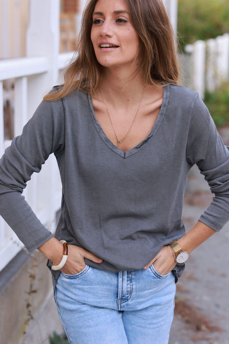 Charcoal Luxe Long-Sleeve Tee