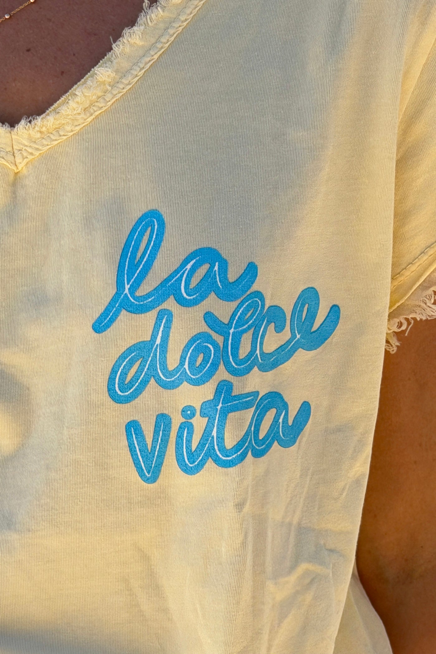 Tshirt jaune Dolce Vita finitions franges