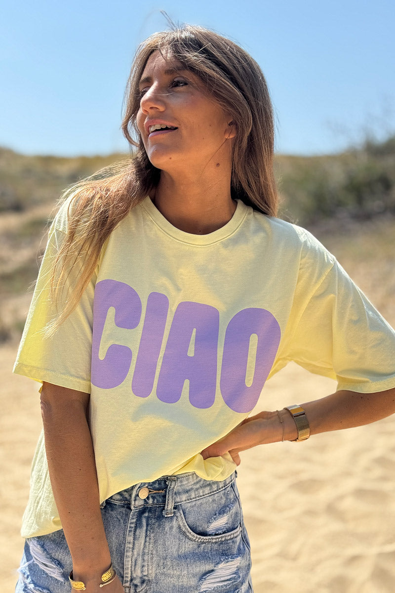 Butter Yellow “CIAO” Italian Tee