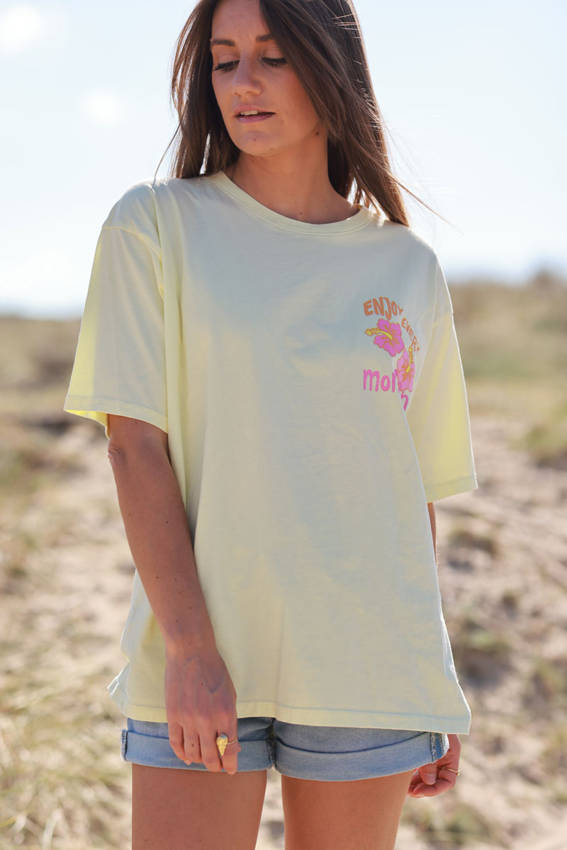 Butter Yellow “Enjoy Every Moment” Hibiscus Tee