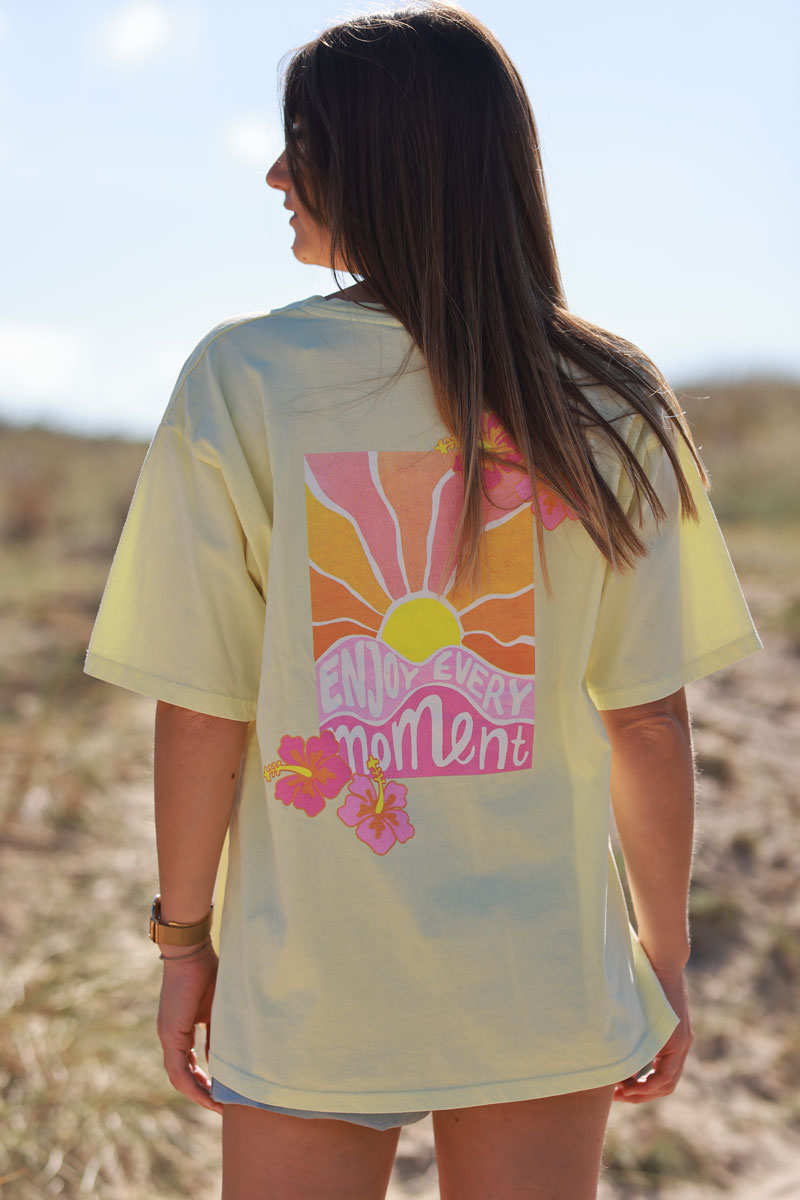Butter Yellow “Enjoy Every Moment” Hibiscus Tee