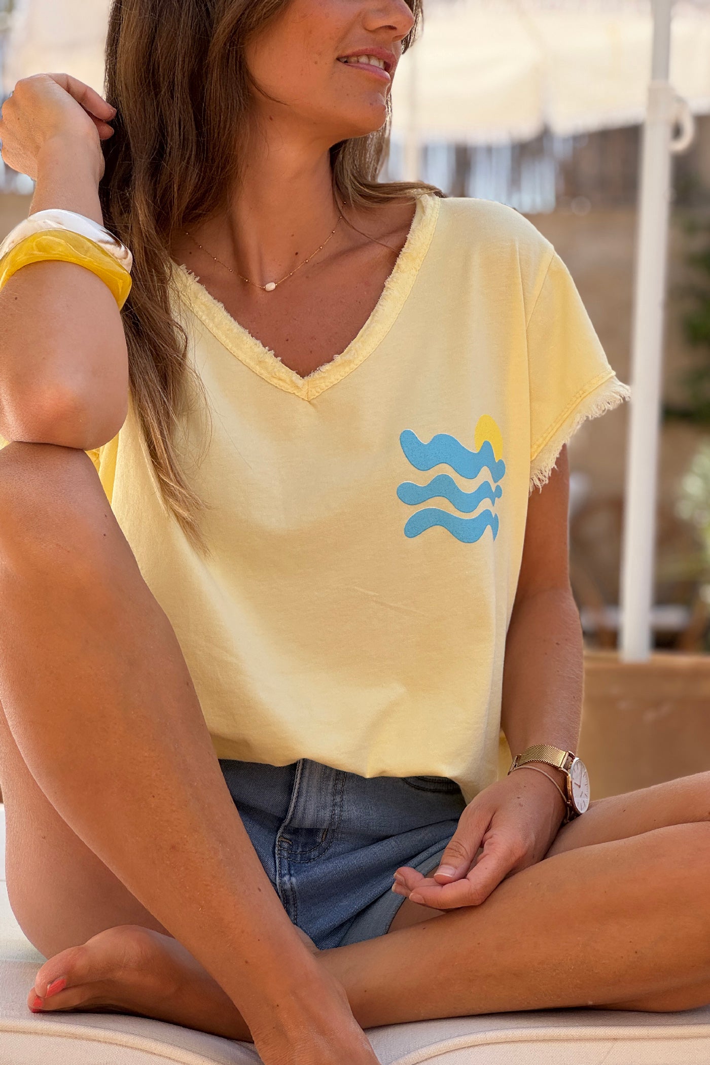 Butter Yellow “Cote d’Azur” Beachy Tee