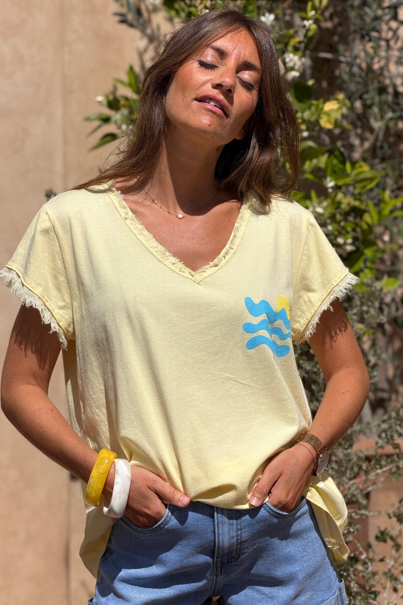 Butter Yellow “Cote d’Azur” Beachy Tee