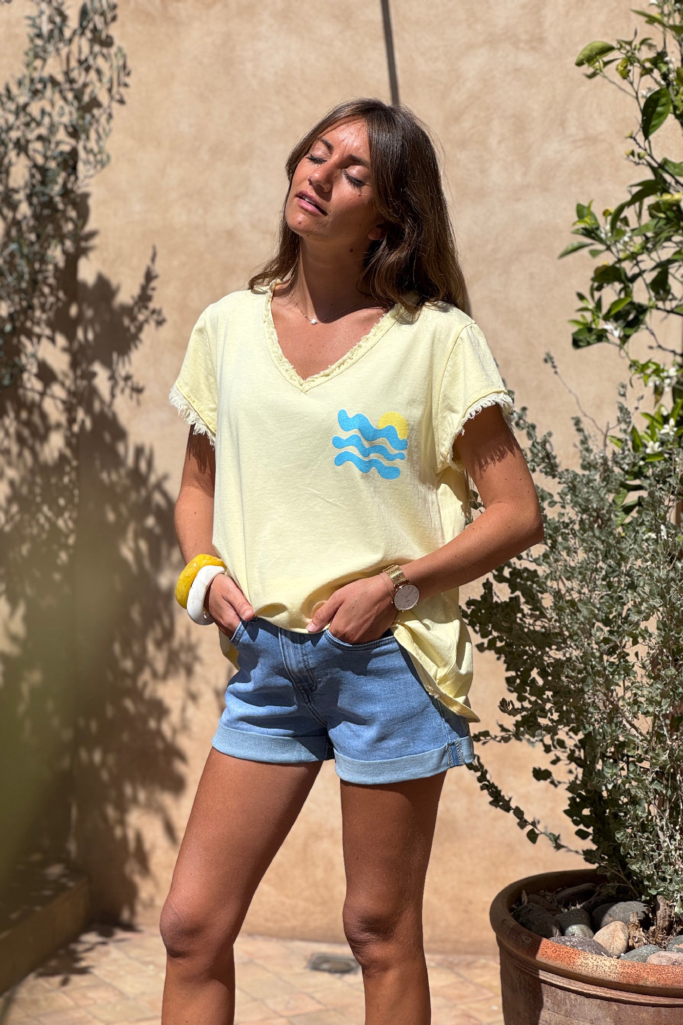 Butter Yellow “Cote d’Azur” Beachy Tee