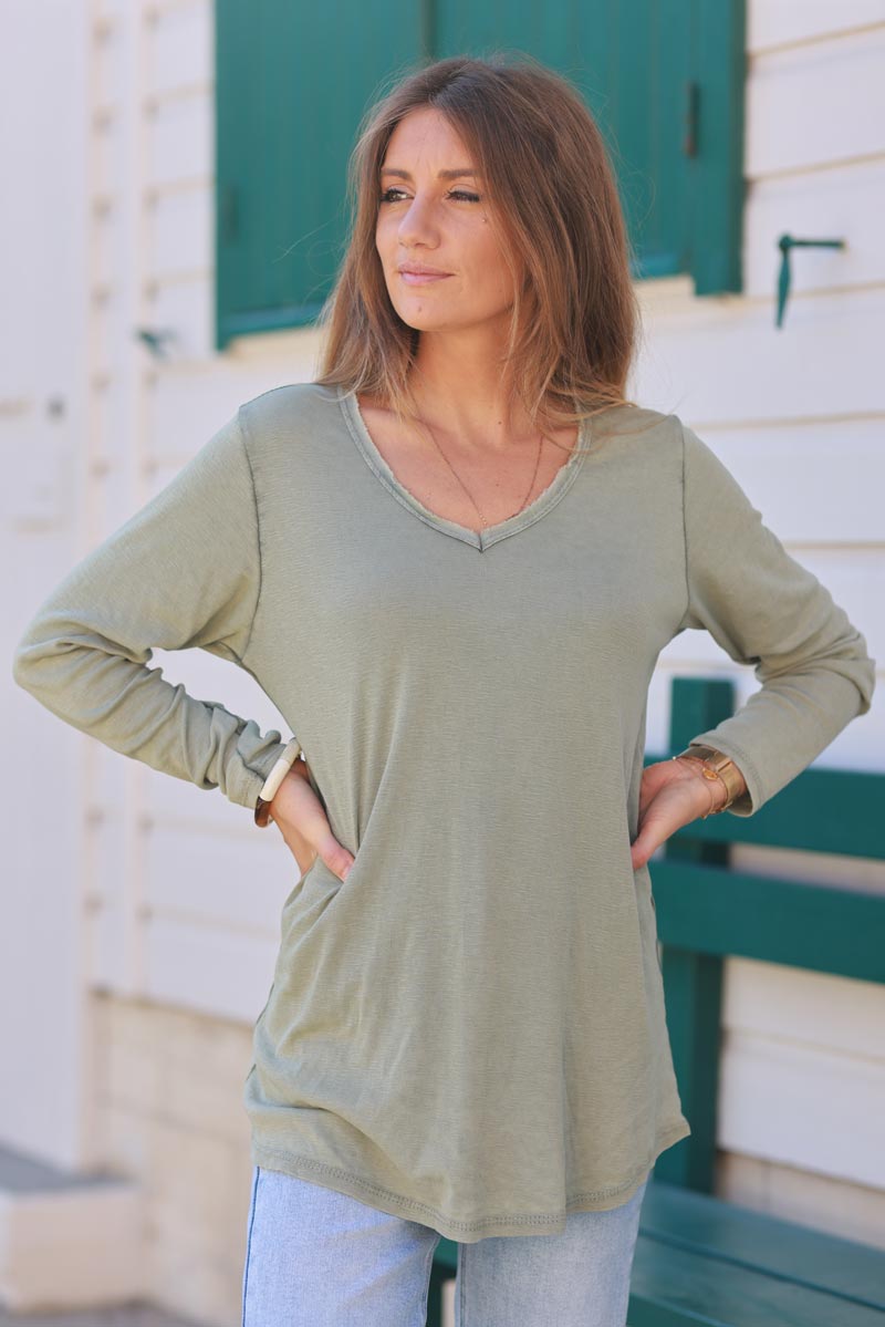 Khaki Luxe Long-Sleeve Tee