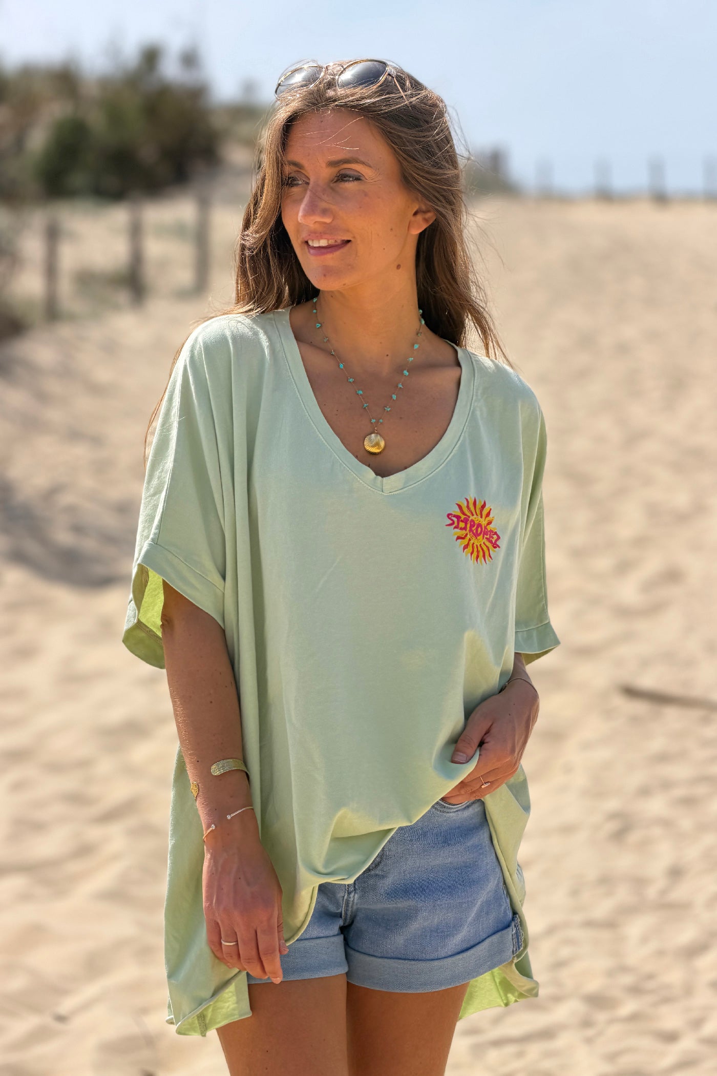 Light green St. Tropez Sun Vintage T-Shirt
