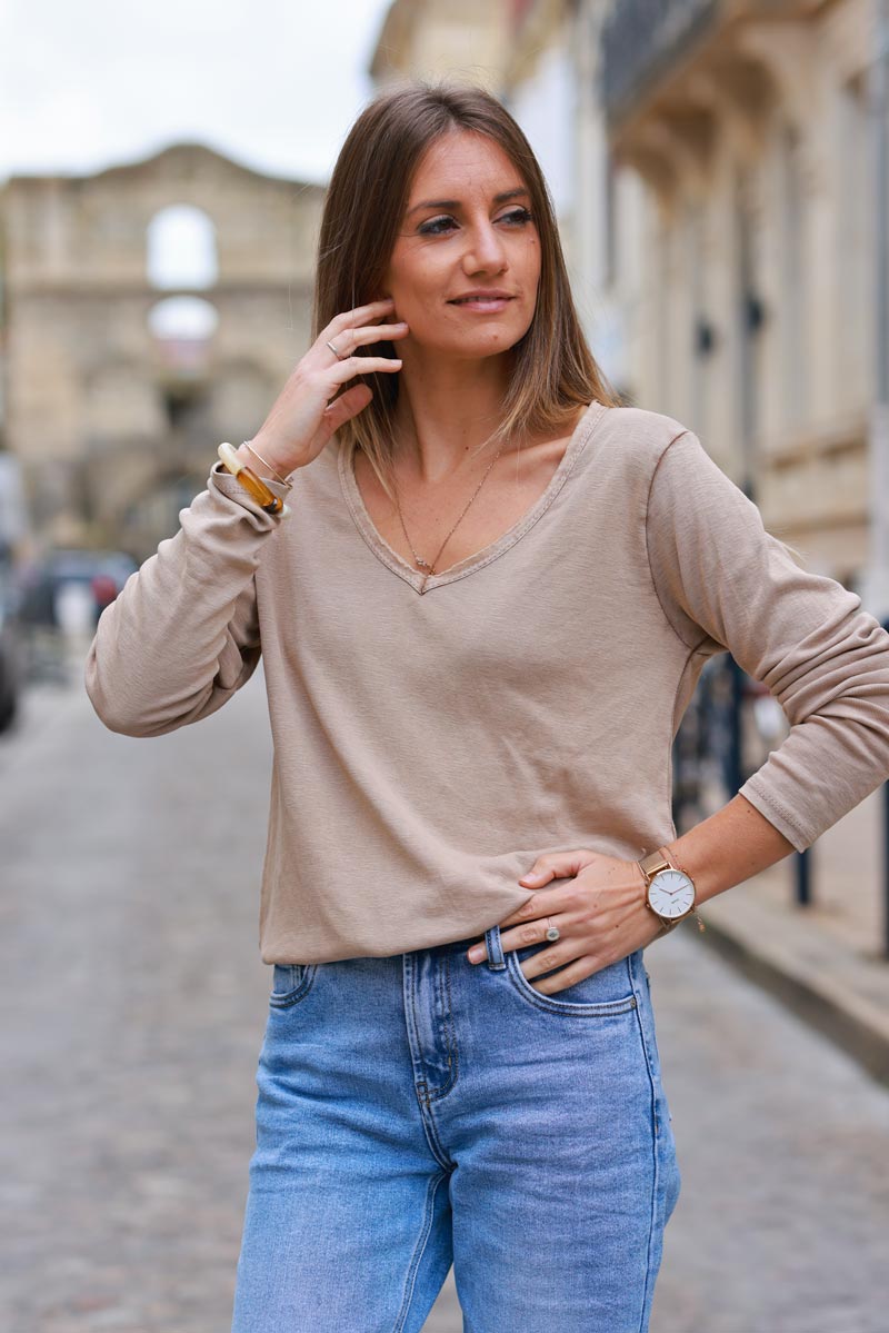 Ice brown Luxe Long-Sleeve Tee