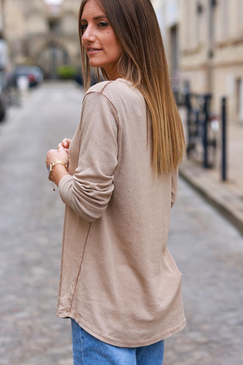 Ice brown Luxe Long-Sleeve Tee