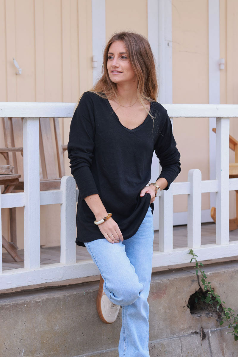 Black Luxe Long-Sleeve Tee