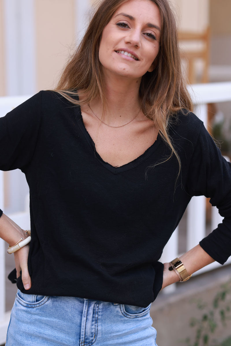 Black Luxe Long-Sleeve Tee