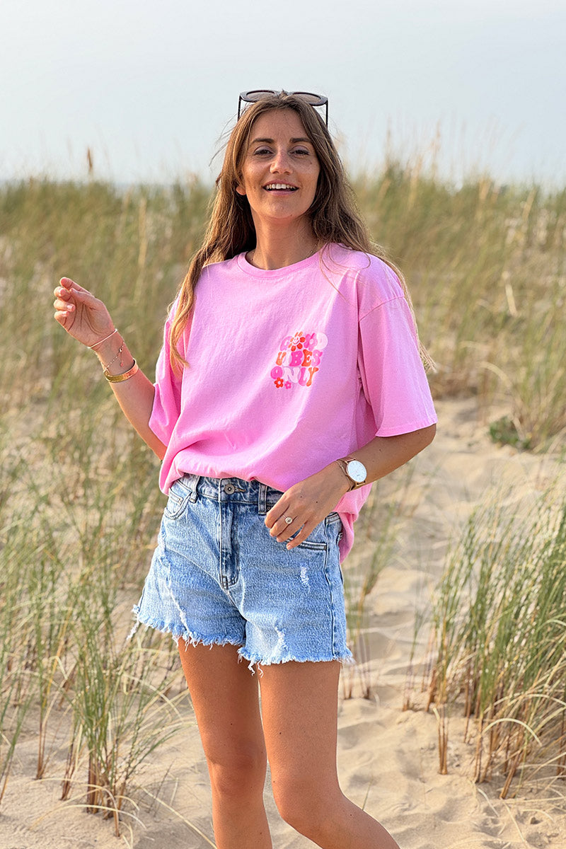 Pink “Good Vibes Only” Tee